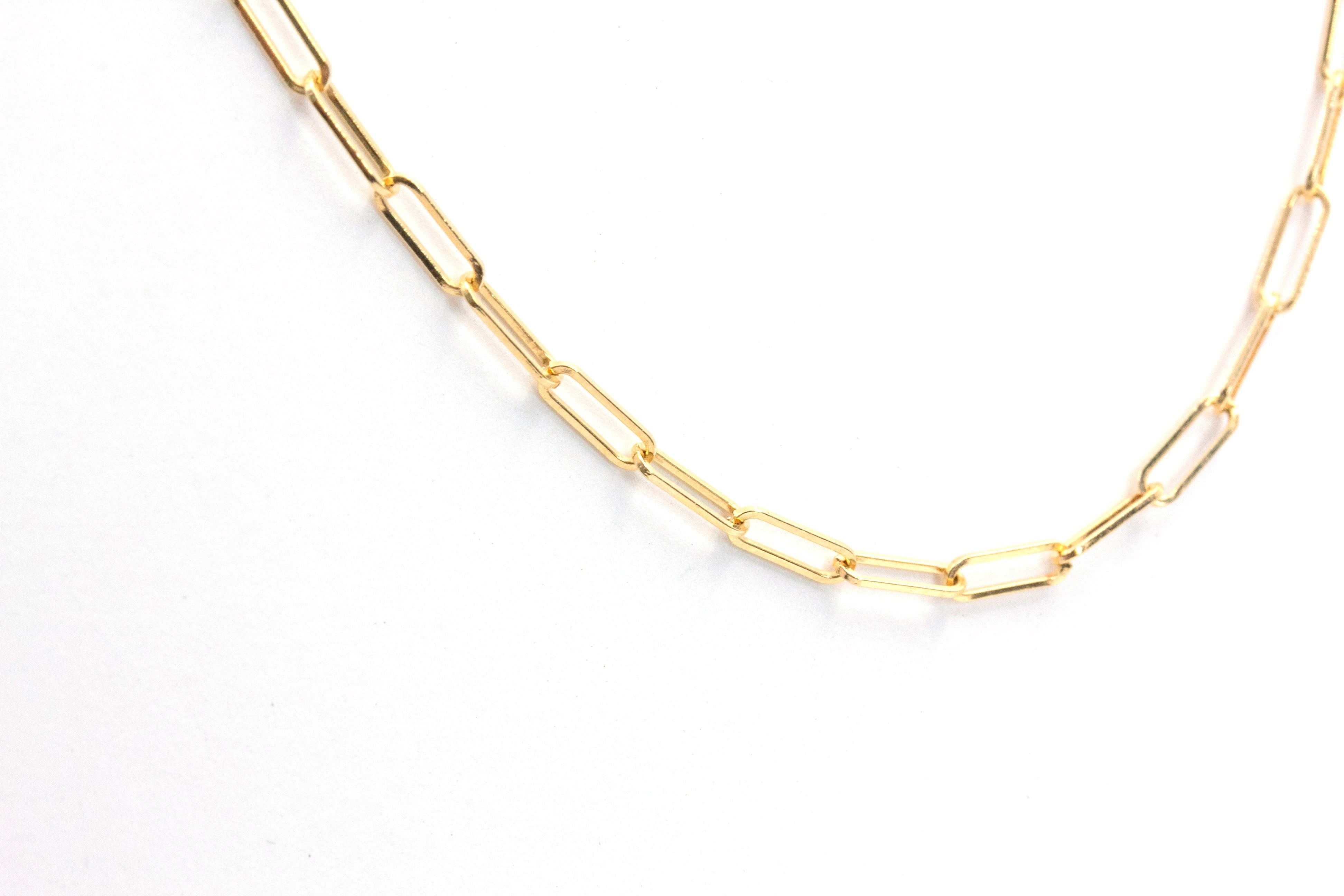 Gold Paperclip Chain Necklace - 14k Yellow Gold