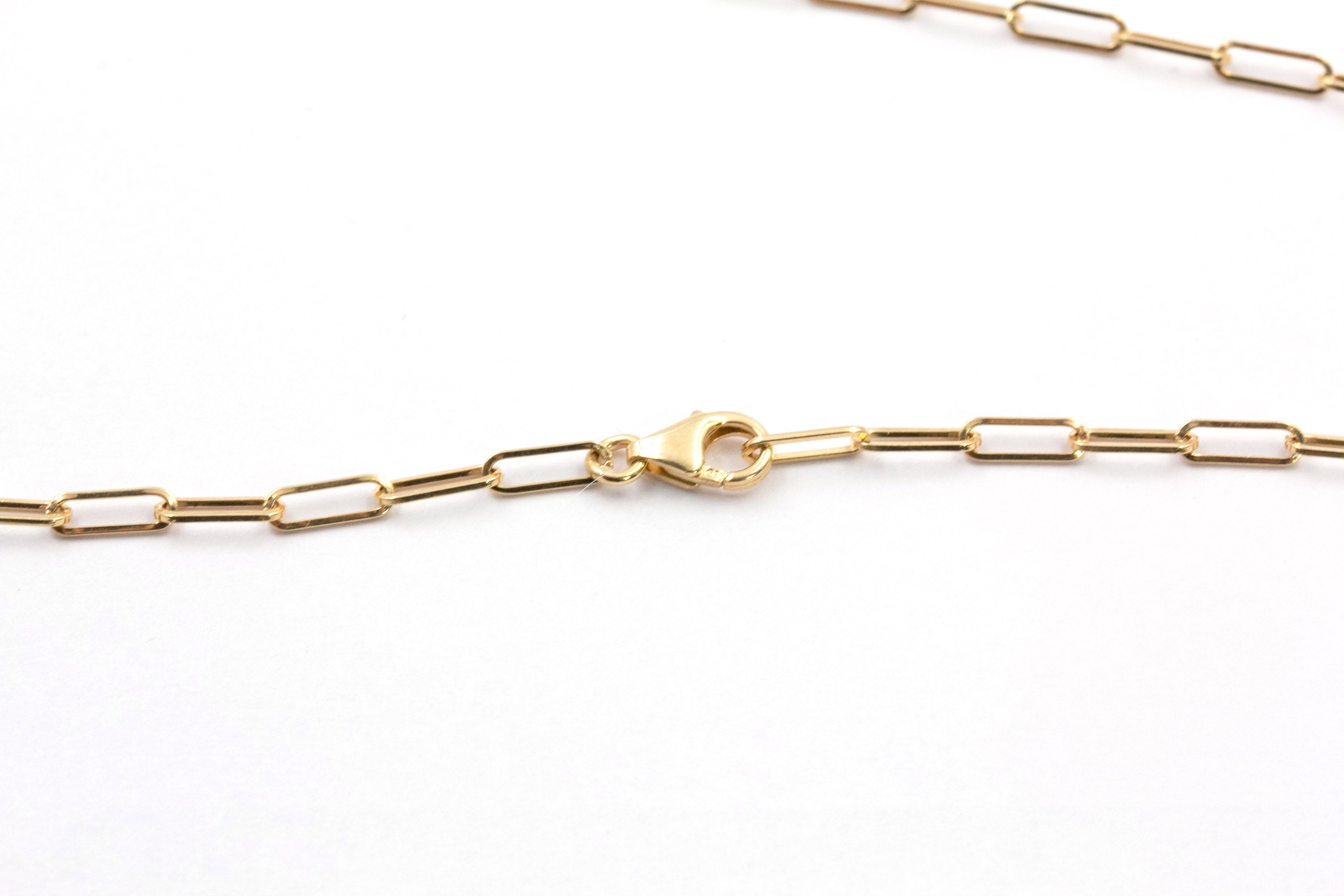 Gold Paperclip Chain Necklace - 14k Yellow Gold