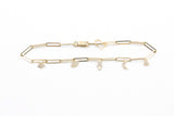Diamond Charm Paperclip Chain Bracelet - 14k Yellow Gold