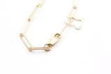 Diamond Charm Paperclip Chain Bracelet - 14k Yellow Gold