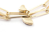 Diamond Charm Paperclip Chain Bracelet - 14k Yellow Gold