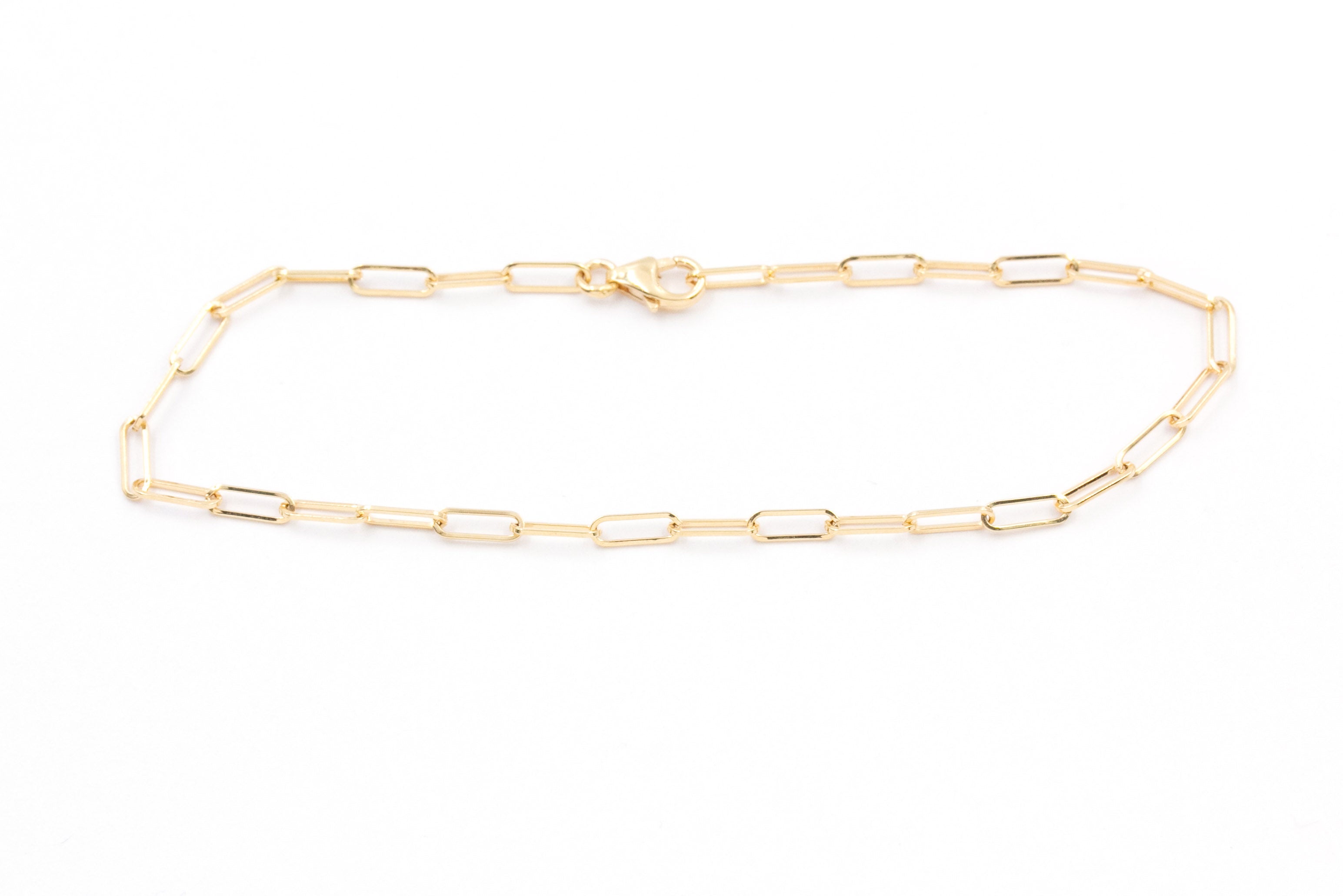 Dainty Paperclip Chain Bracelet - 14k Yellow Gold