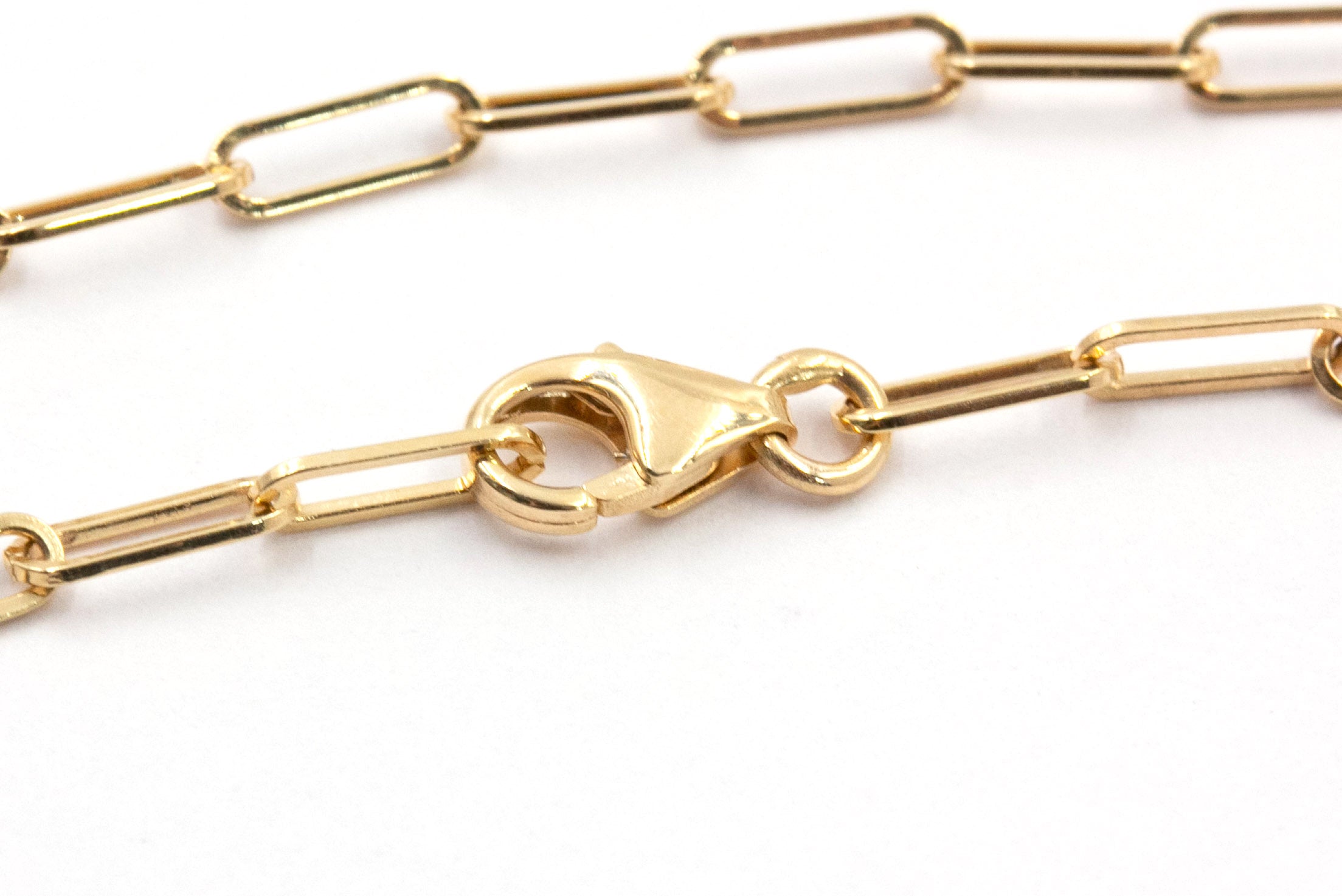 Dainty Paperclip Chain Bracelet - 14k Yellow Gold