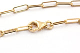 Dainty Paperclip Chain Bracelet - 14k Yellow Gold