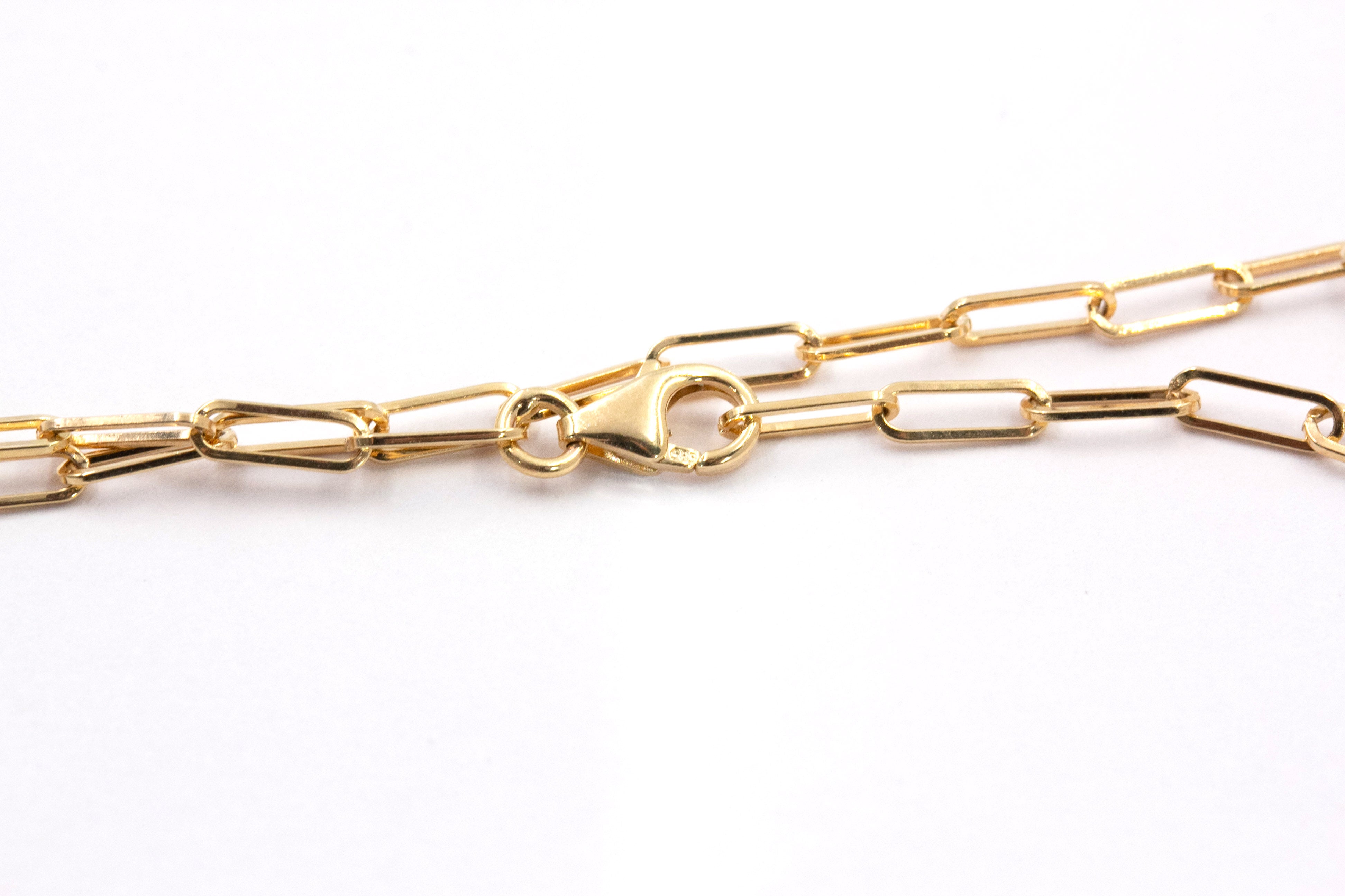 Dainty Paperclip Chain Bracelet - 14k Yellow Gold