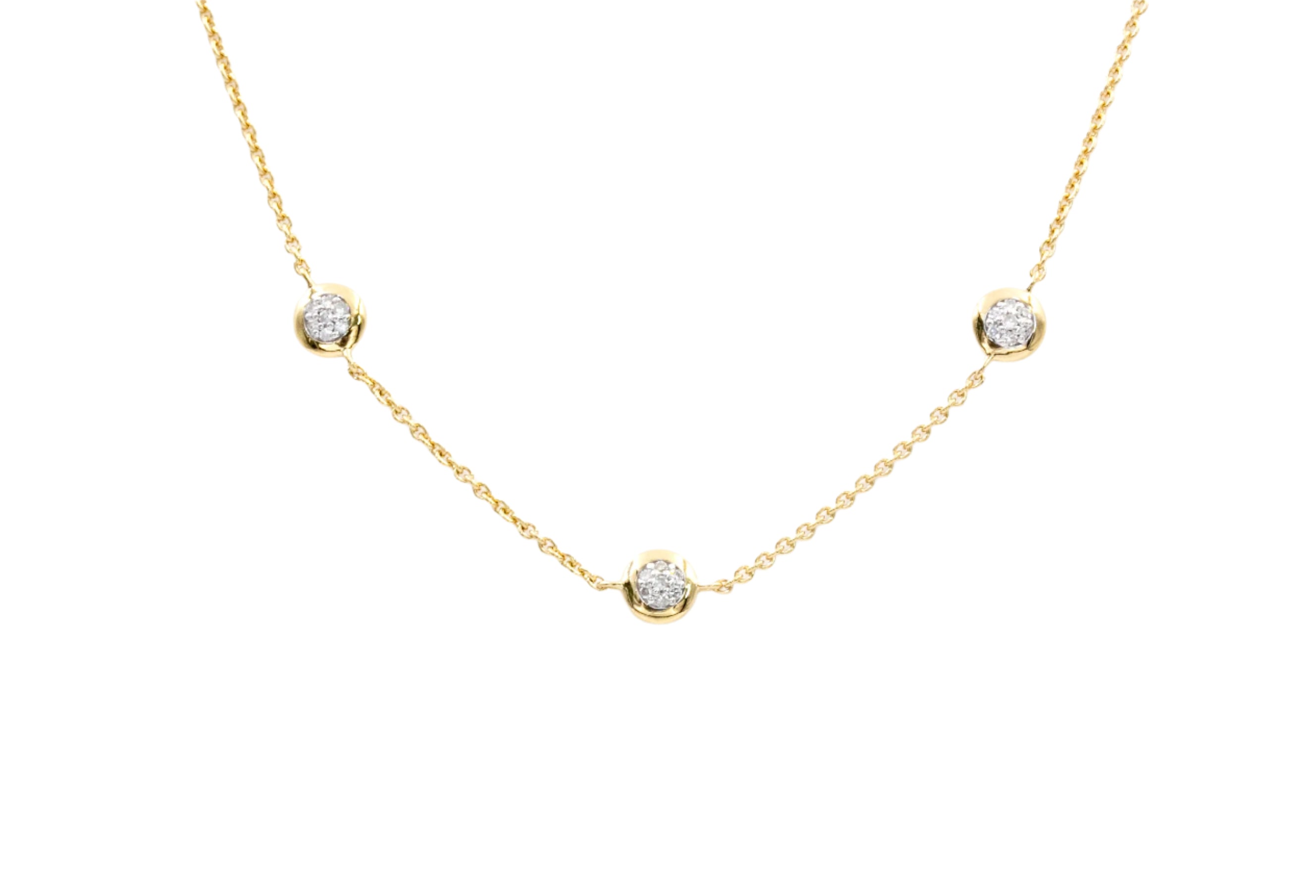 Lab Diamond Station Necklace - Silver Vermeil - 0.07ctw
