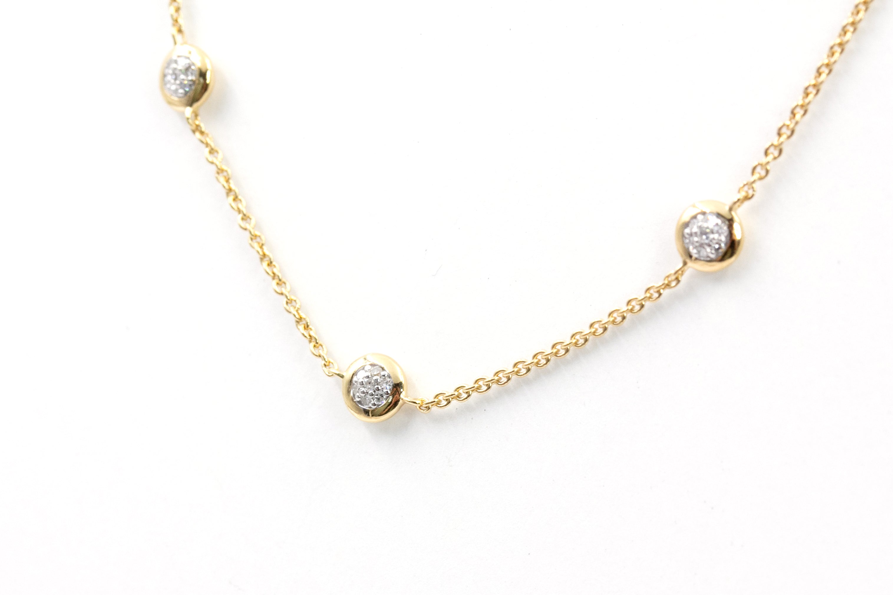 Lab Diamond Station Necklace - Silver Vermeil - 0.07ctw