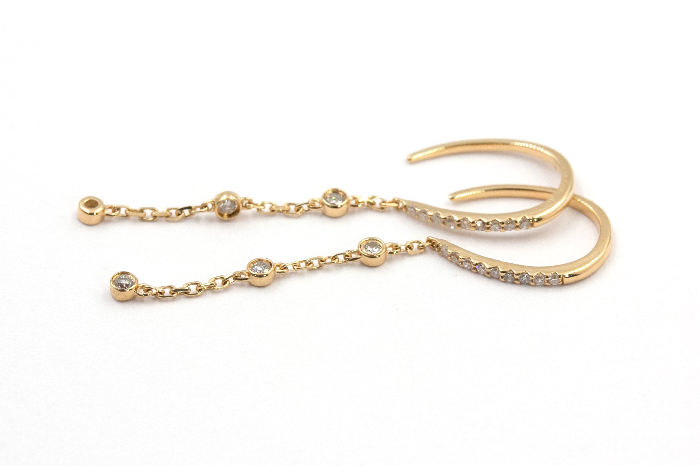 Diamond Dangle Earrings - 14k Yellow Gold - 0.20ctw