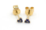 Sapphire Cluster Stud Earrings - 14k Yellow Gold