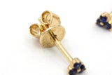 Sapphire Cluster Stud Earrings - 14k Yellow Gold