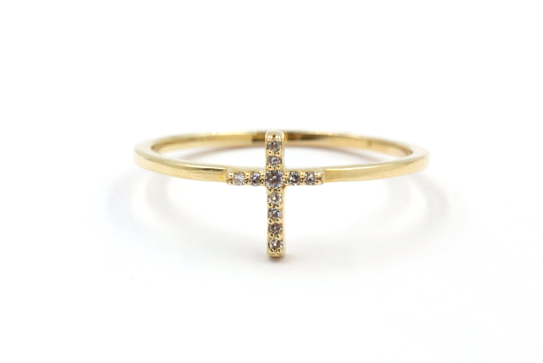 Diamond Cross Ring - 10k Yellow Gold - 0.050ctw