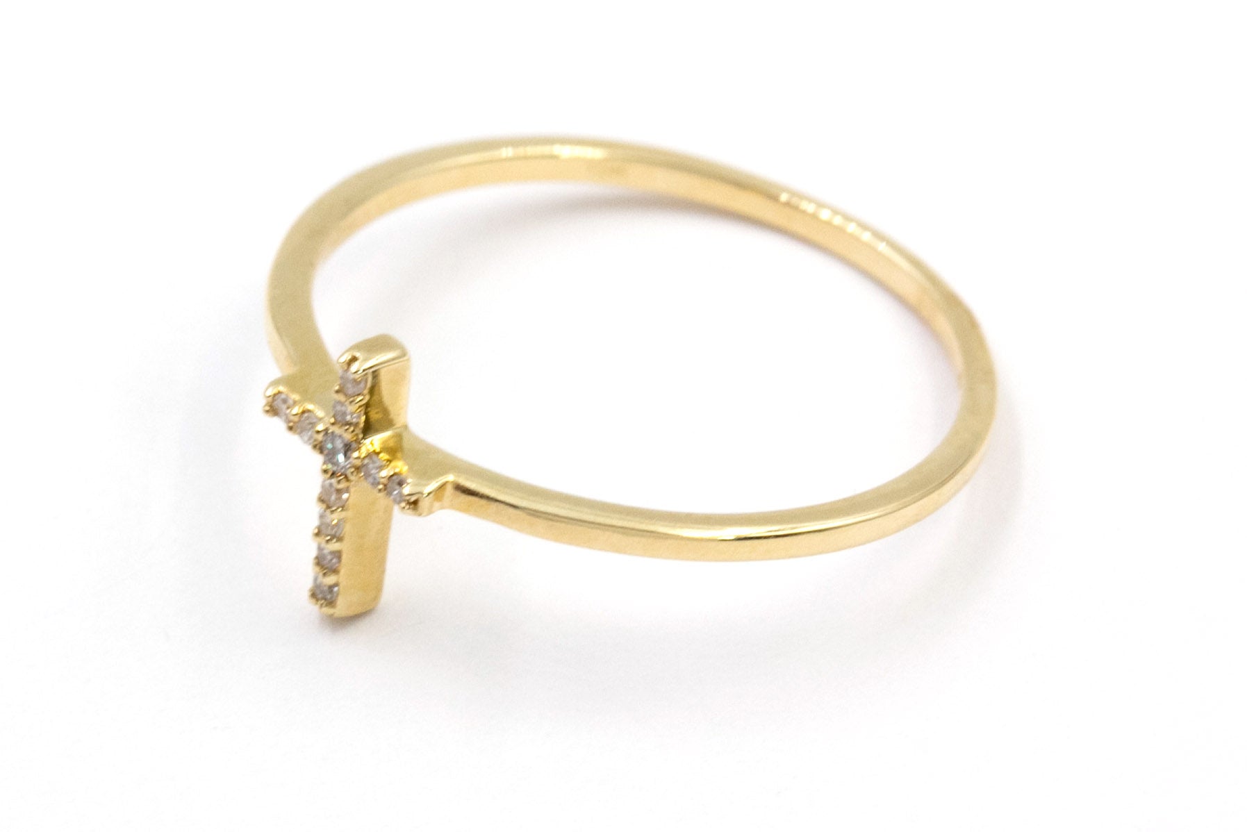 Diamond Cross Ring - 10k Yellow Gold - 0.050ctw