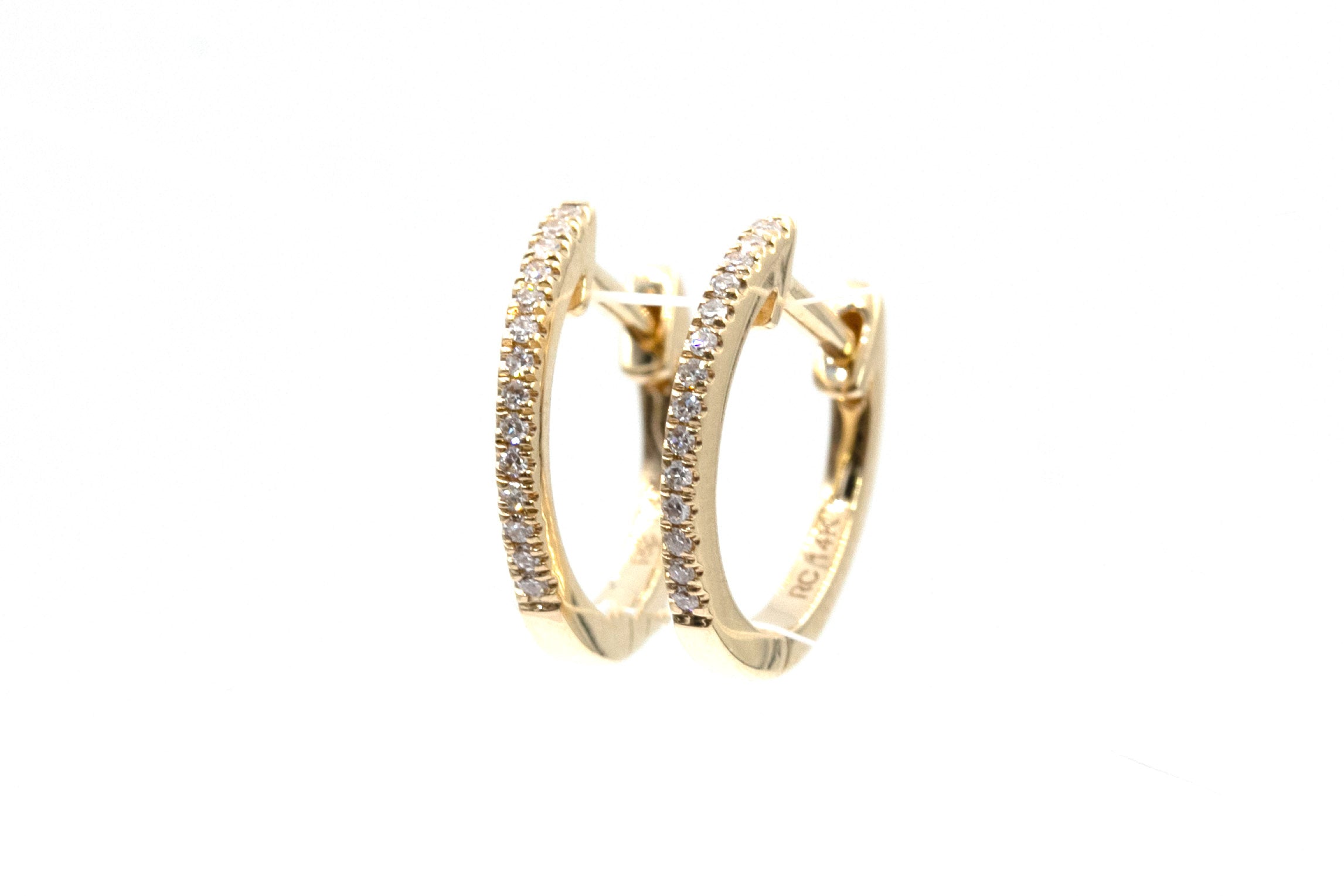 Diamond Huggie Earrings - 14k Yellow Gold - 12.5mm - 0.14ctw
