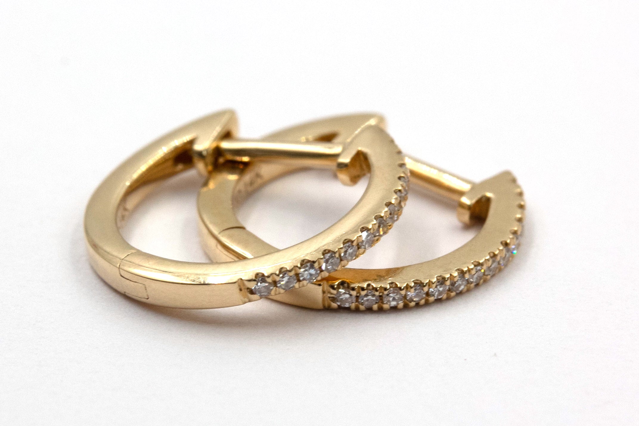 Diamond Huggie Earrings - 14k Yellow Gold - 12.5mm - 0.14ctw
