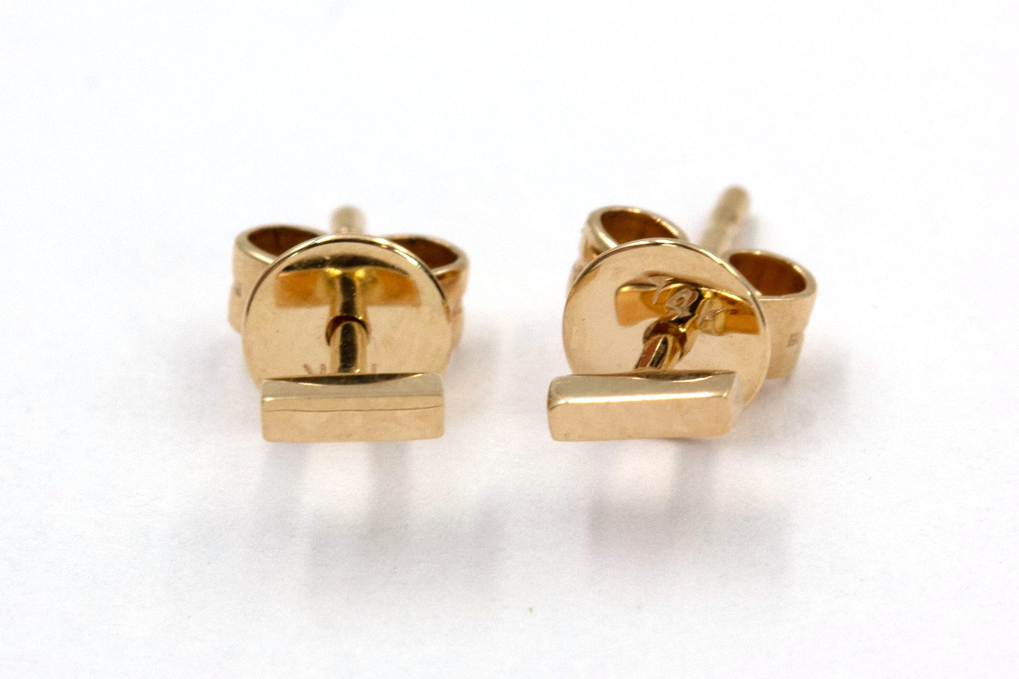 Dainty Bar Stud Earrings - 14k Yellow Gold