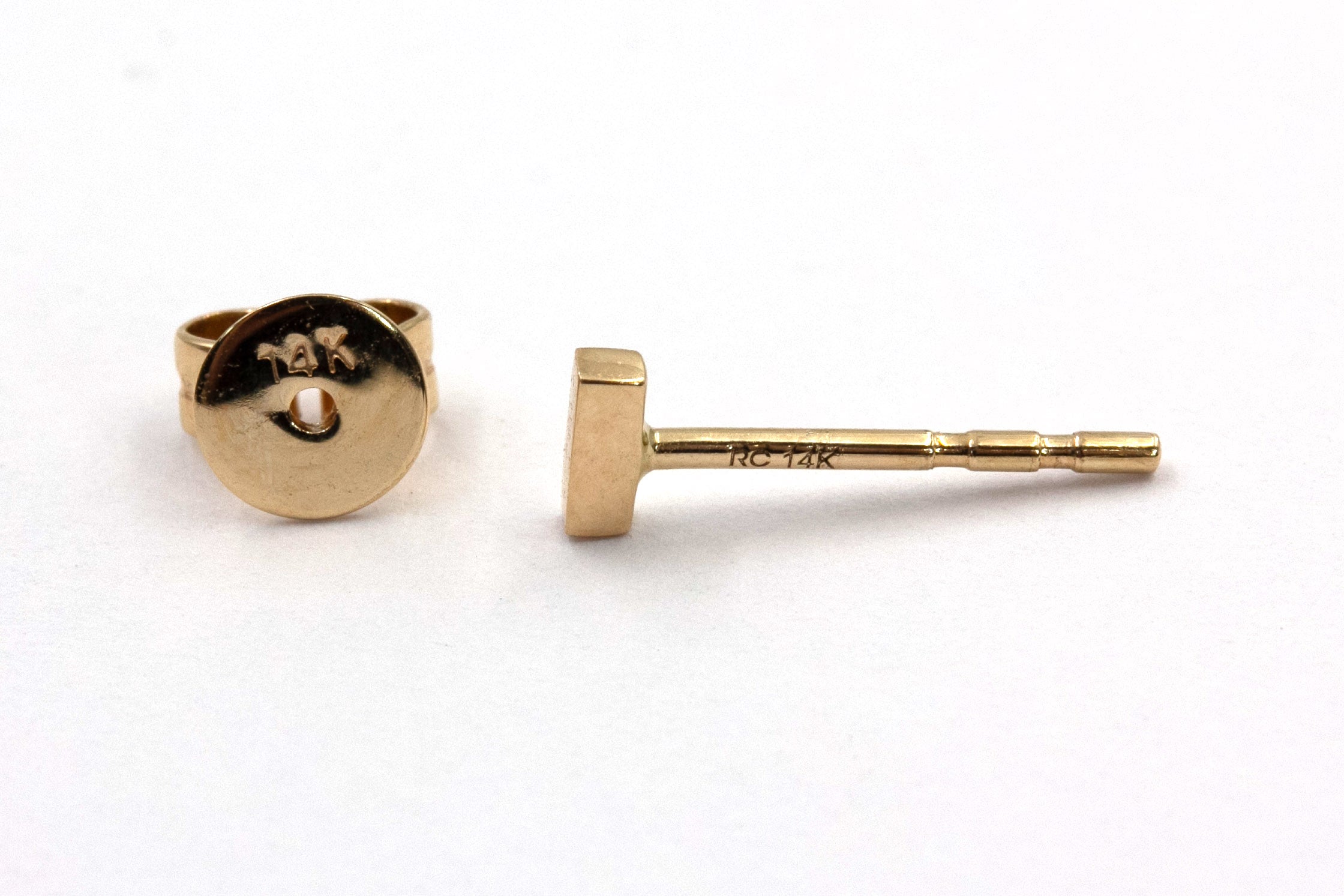 Dainty Bar Stud Earrings - 14k Yellow Gold