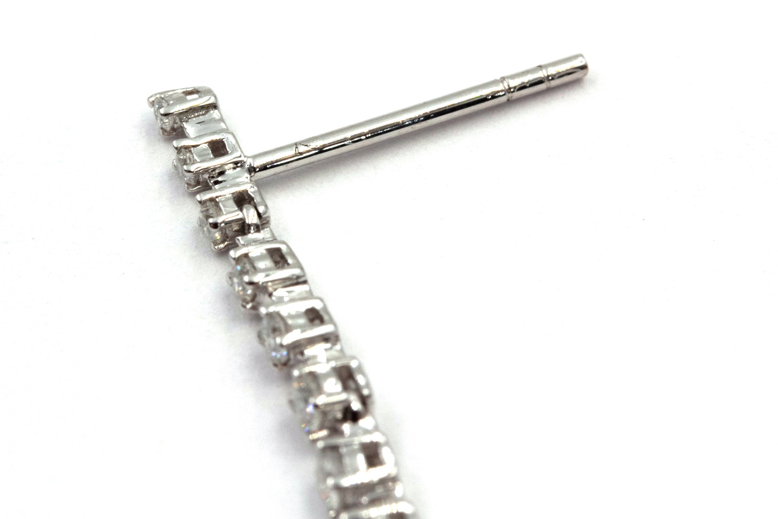 Long Diamond Drop Earrings - 14k White Gold - 1.06ctw