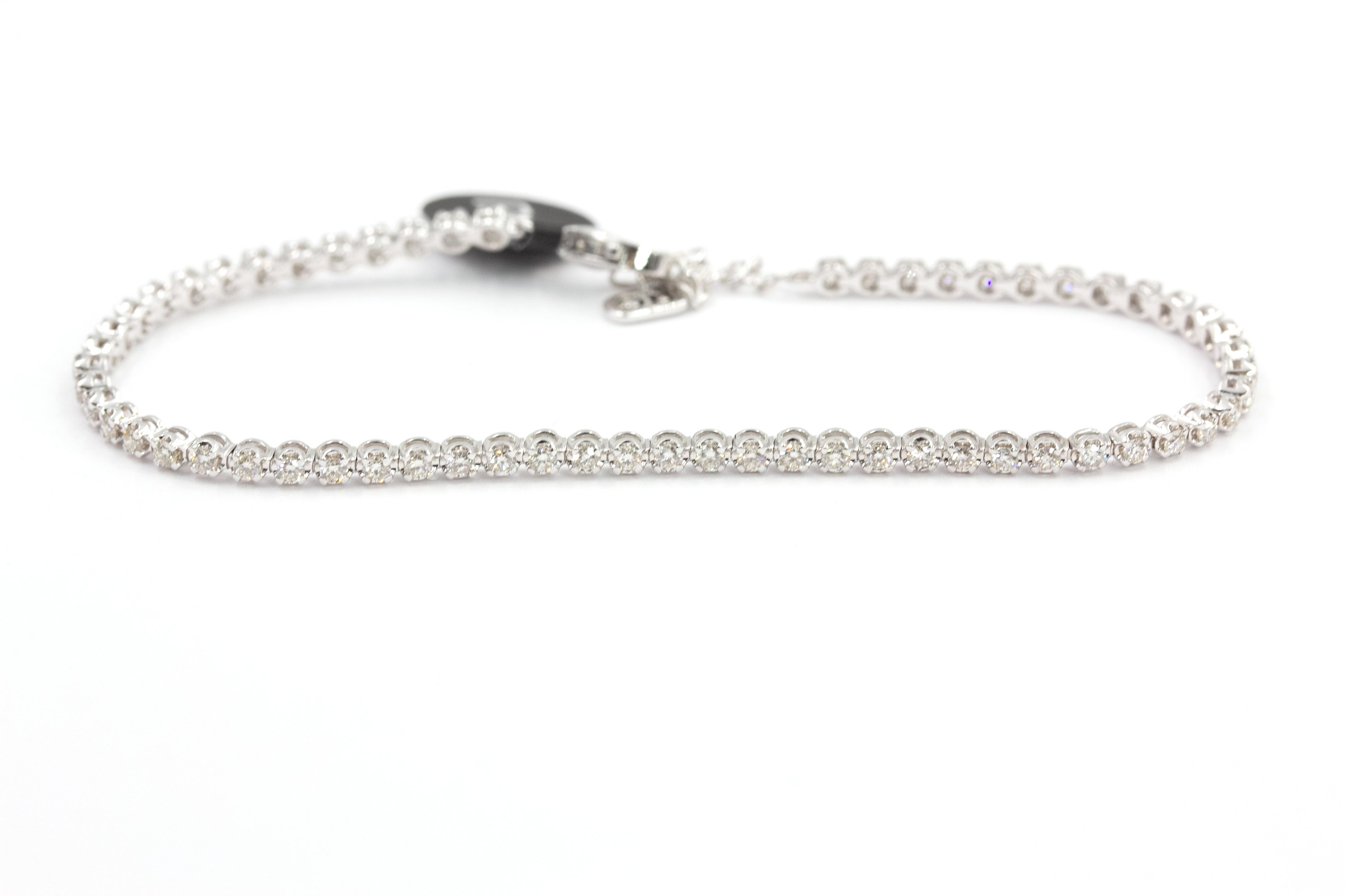 Diamond Tennis Bracelet - 14k White Gold - 0.91ctw