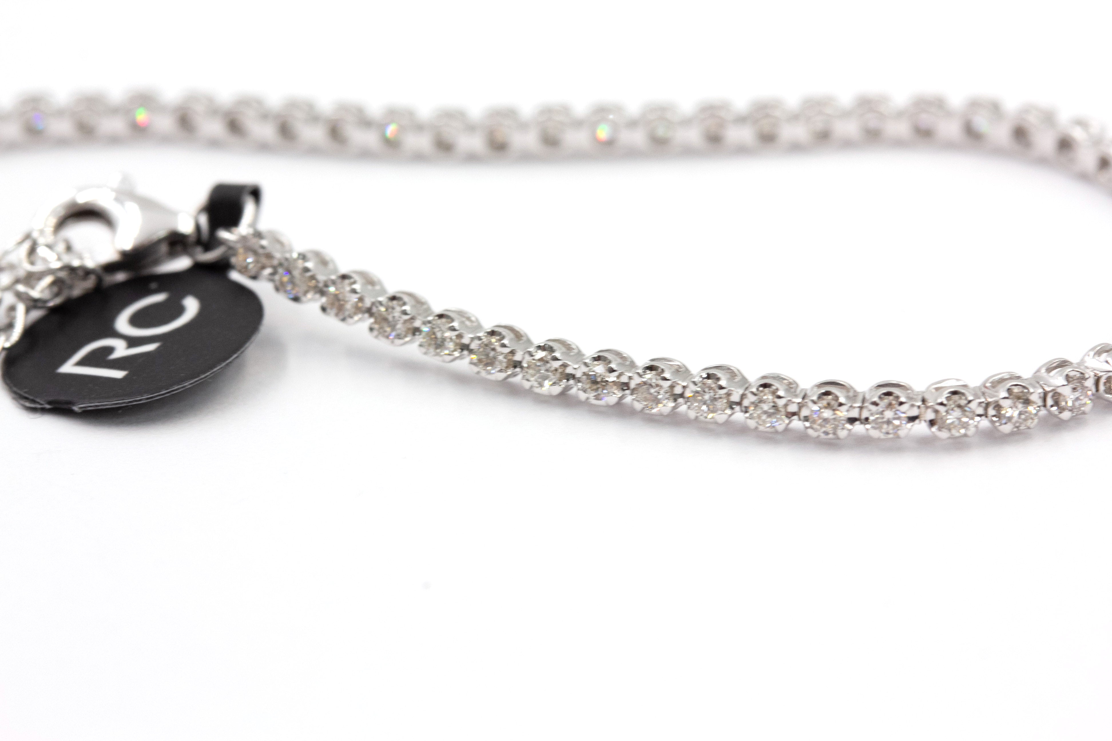 Diamond Tennis Bracelet - 14k White Gold - 0.91ctw