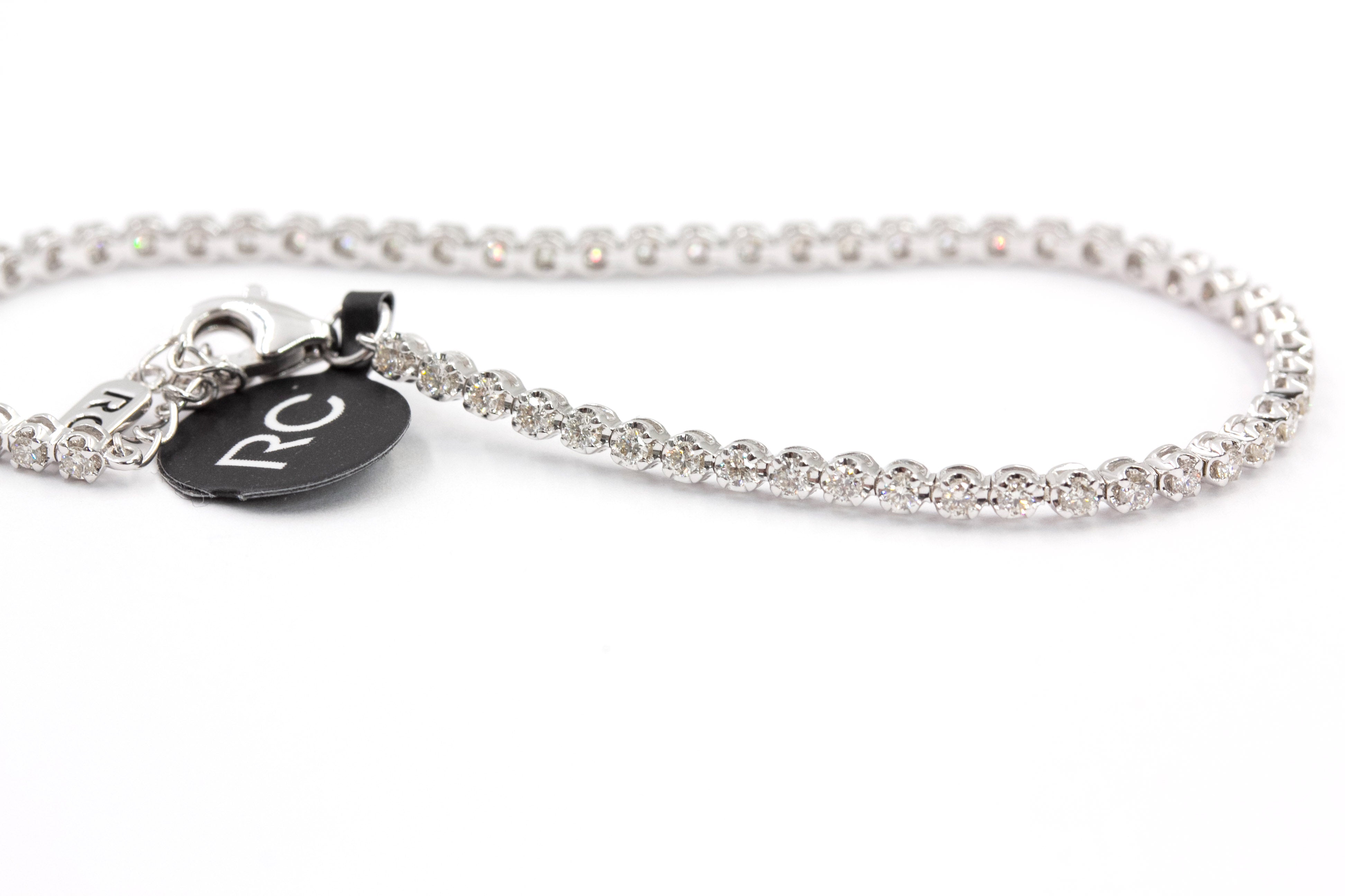 Diamond Tennis Bracelet - 14k White Gold - 0.91ctw