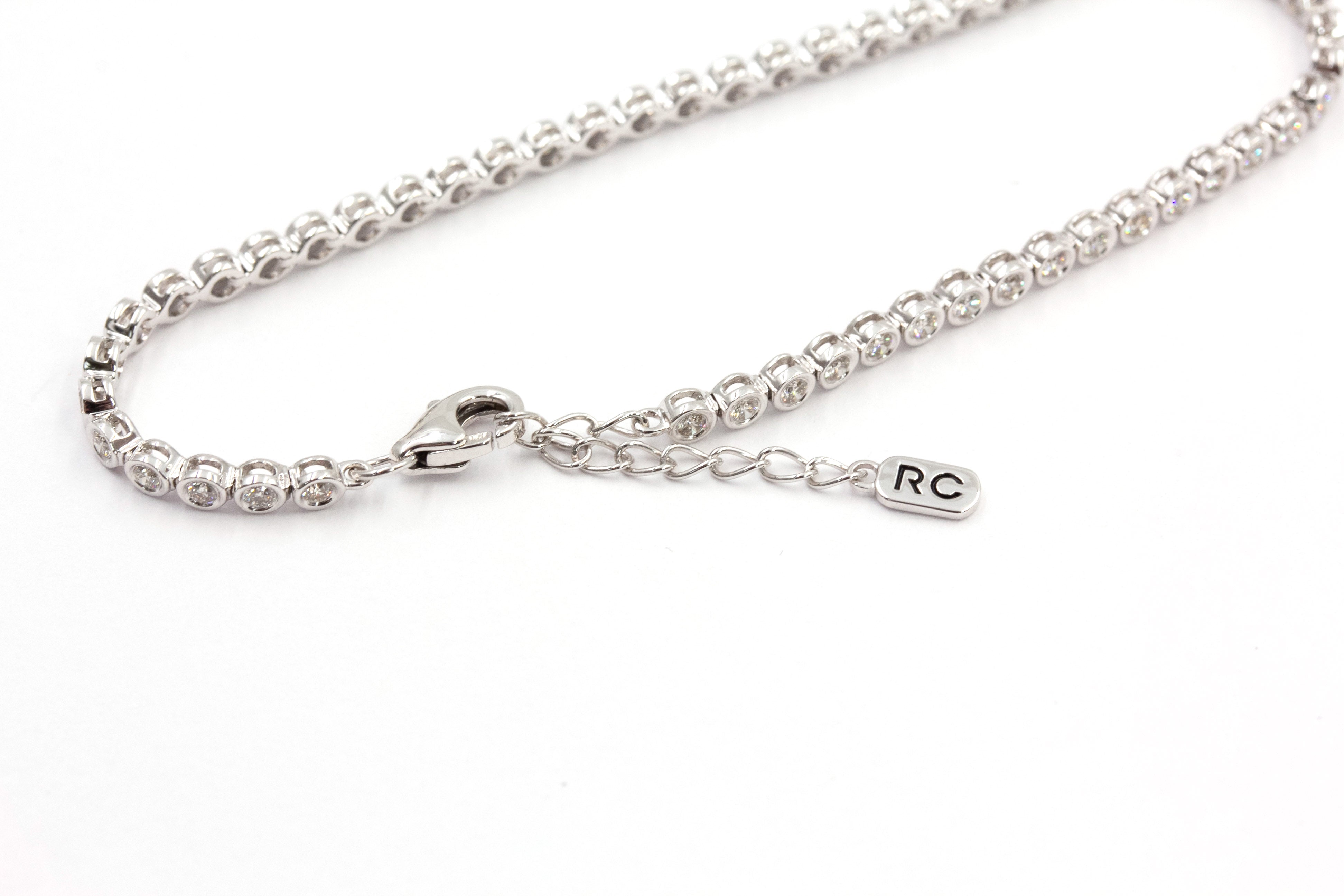 Bezel Diamond Tennis Bracelet - 14k White Gold - 0.89ctw