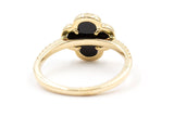 Diamond an Black Onyx Clover Ring - 14k Yellow Gold - 0.24ctw