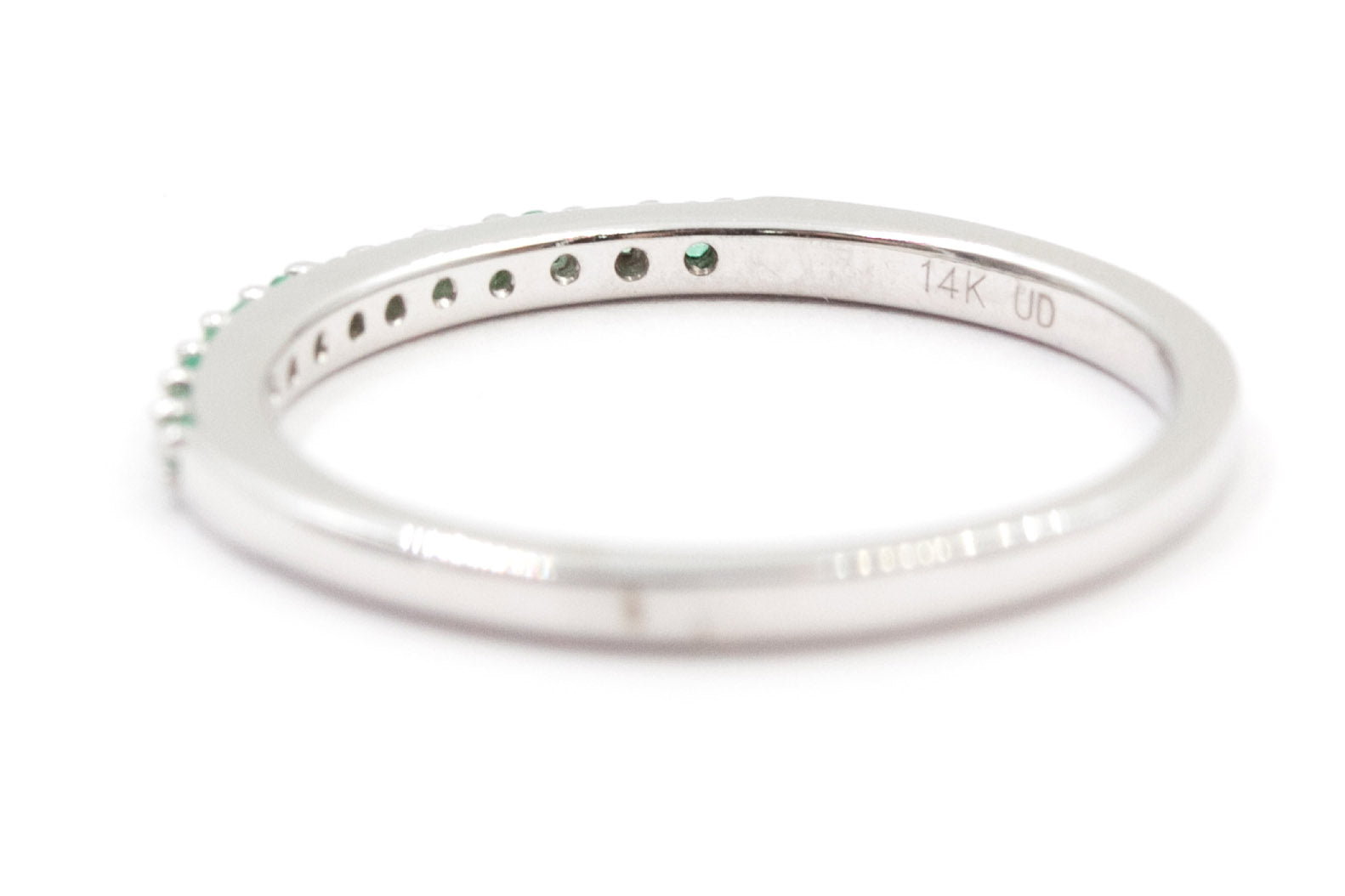 Emerald Stackable Band - 14k White Gold
