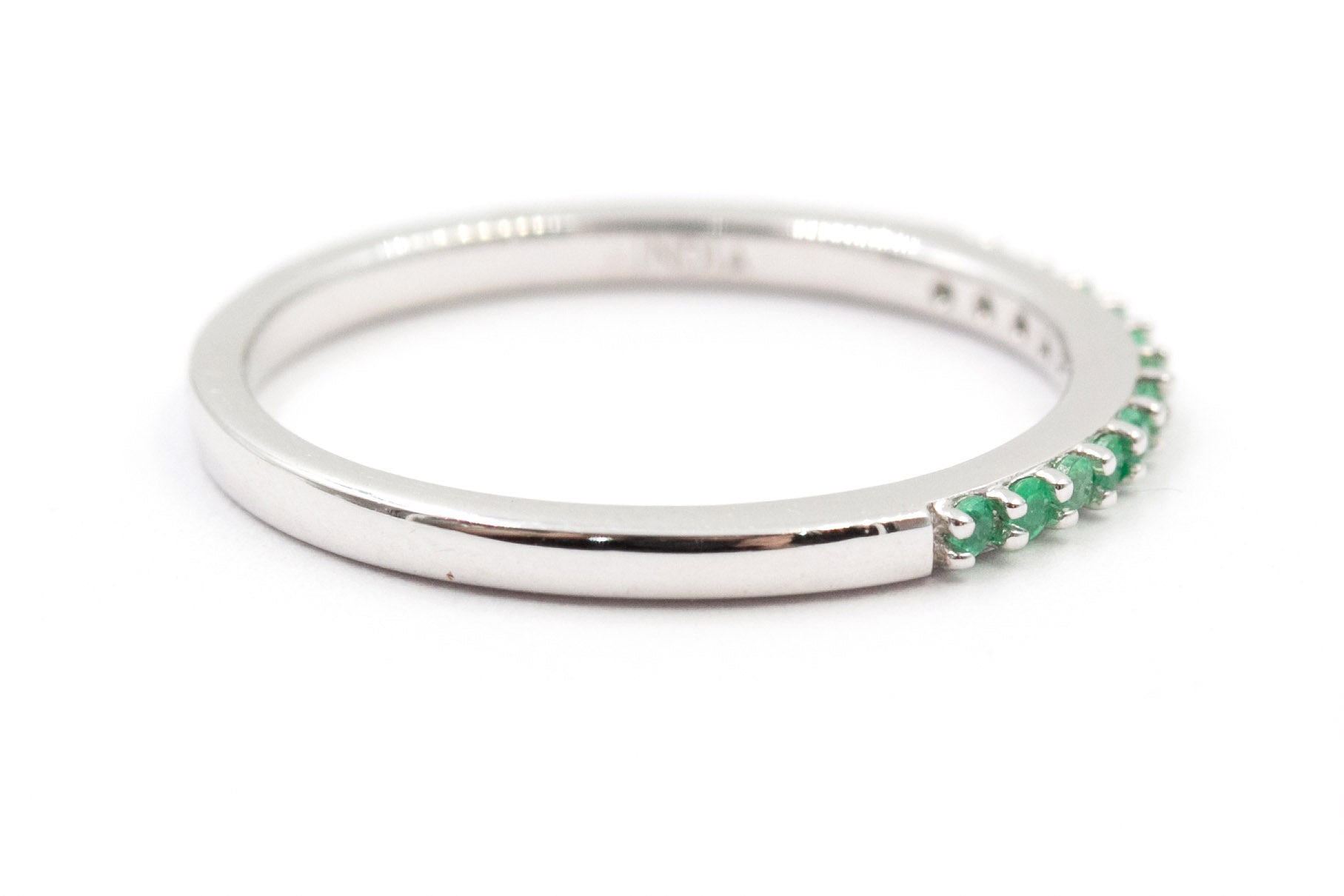 Emerald Stackable Band - 14k White Gold