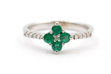 Diamond and Emerald Ring - 14k White Gold
