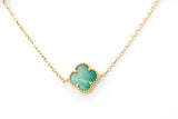 Malachite Clover Necklace - 10k Yellow Gold