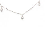Marquise Diamond Drop Necklace - 14k White Gold- 0.14ctw