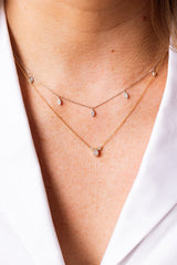 Marquise Diamond Drop Necklace - 14k White Gold- 0.14ctw