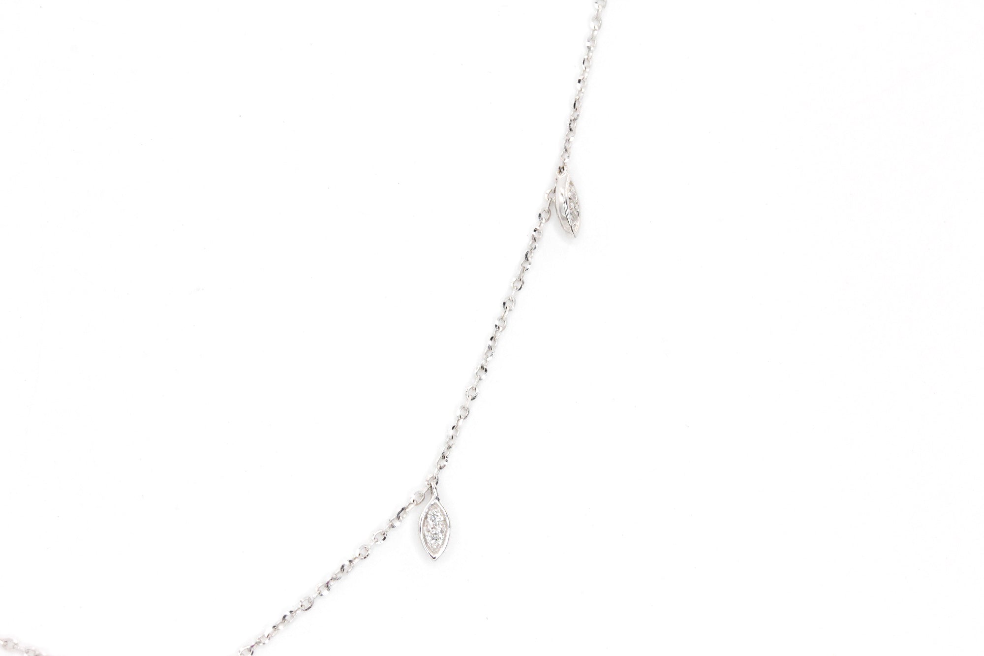 Marquise Diamond Drop Necklace - 14k White Gold- 0.14ctw