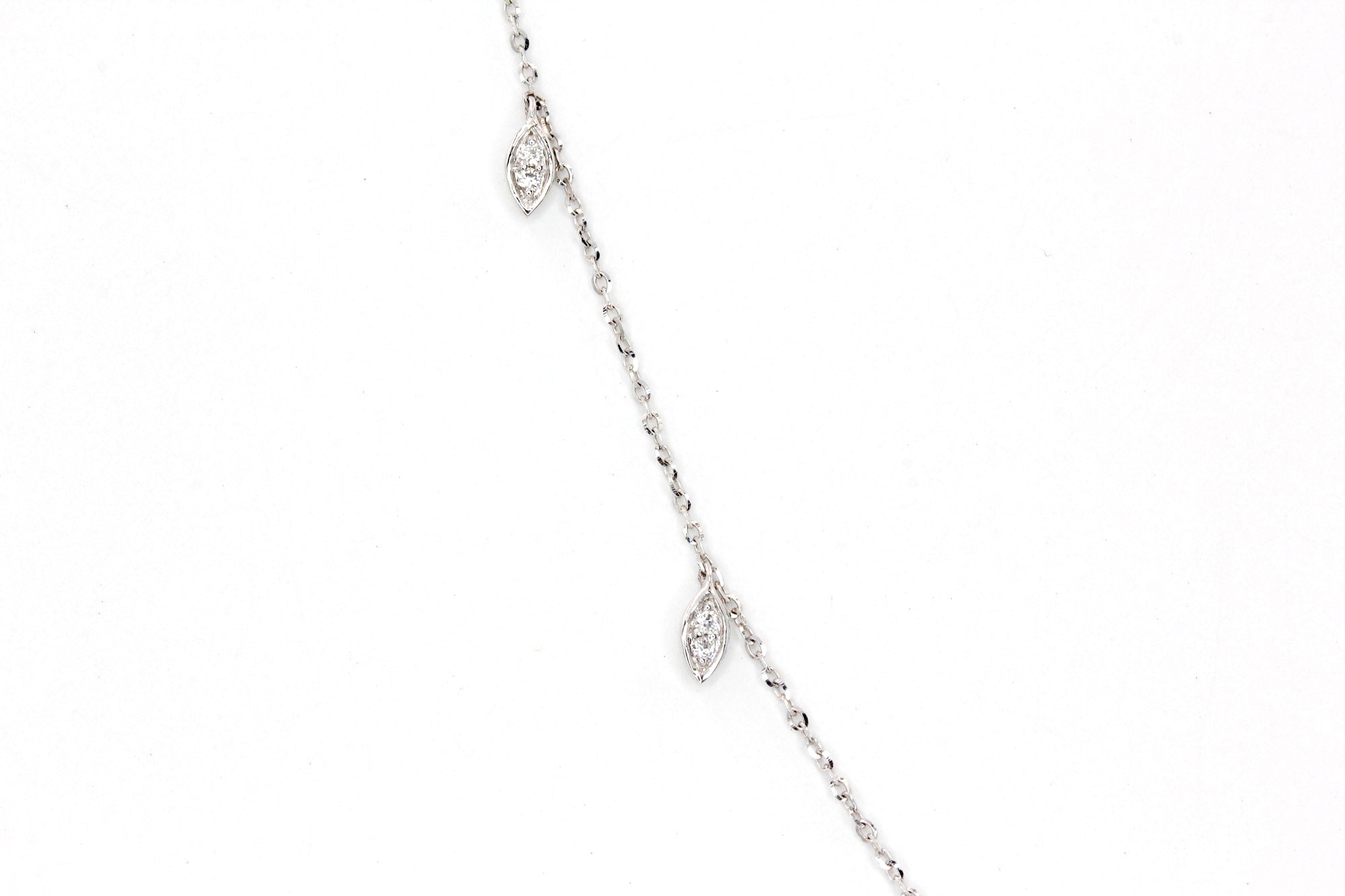 Marquise Diamond Drop Necklace - 14k White Gold- 0.14ctw