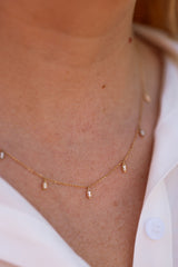 Marquise Diamond Drop Necklace - 14k Yellow Gold - 0.14ctw