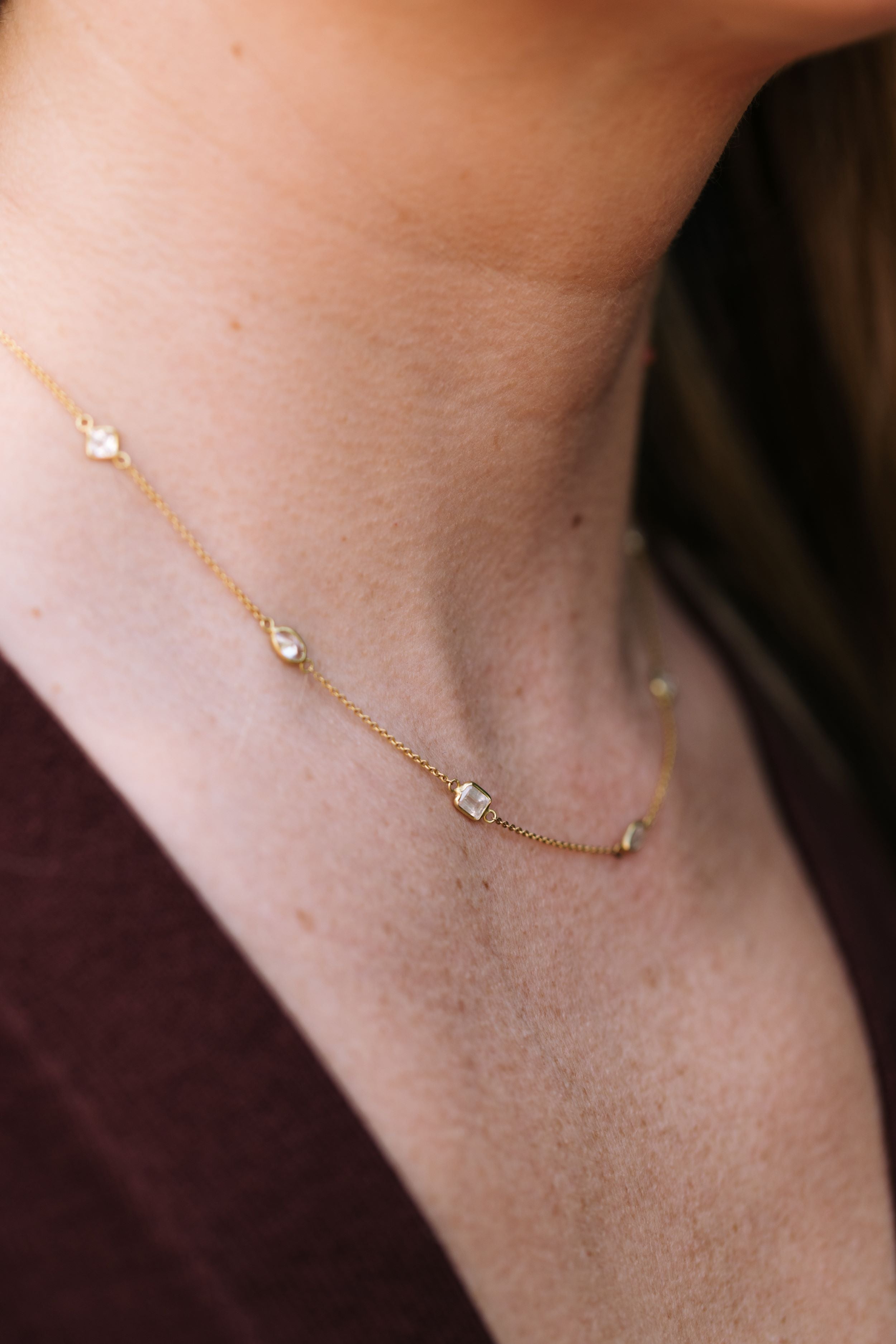 Mixed Fancy Cut Diamond Necklace - 14k Yellow Gold - 2.80ctw
