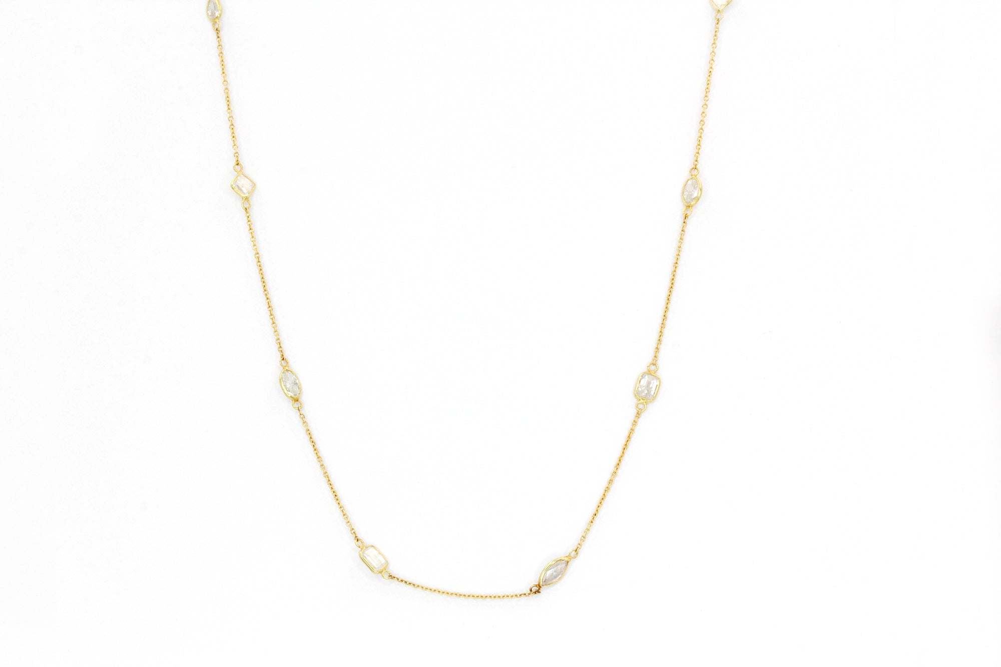 Mixed Fancy Cut Diamond Necklace - 14k Yellow Gold - 2.80ctw