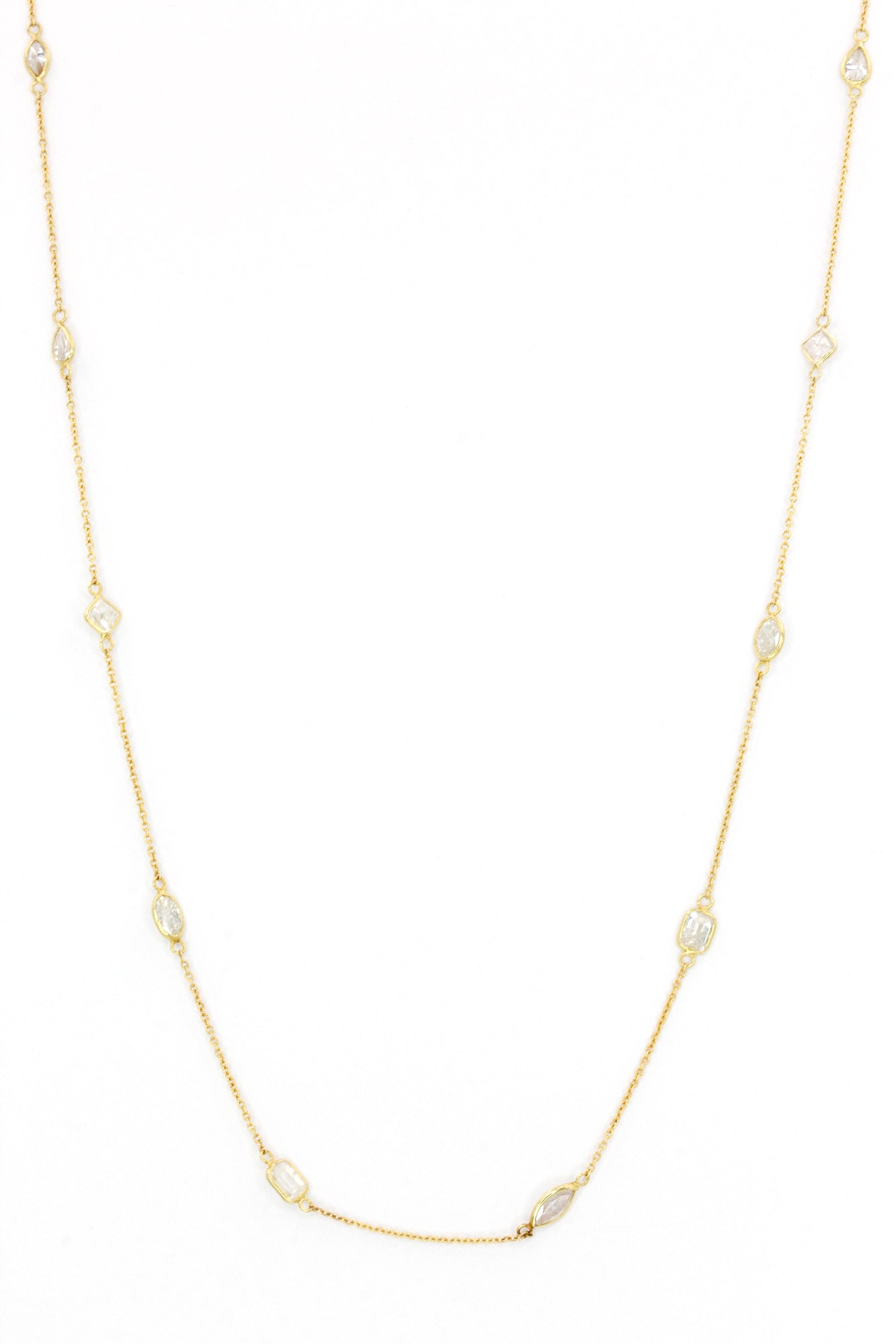 Mixed Fancy Cut Diamond Necklace - 14k Yellow Gold - 2.80ctw
