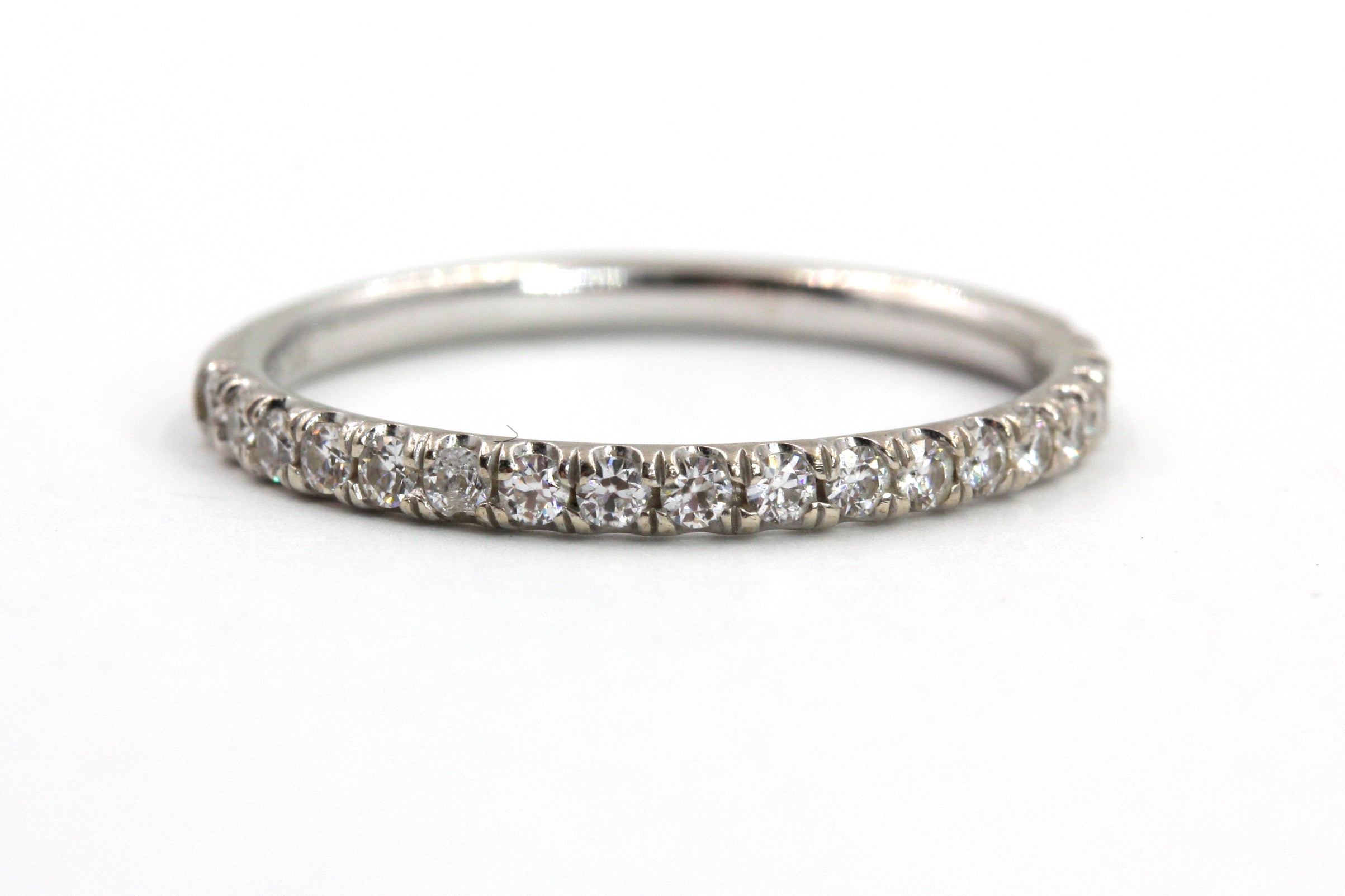 Moissanite Stackable 14k White Gold Band