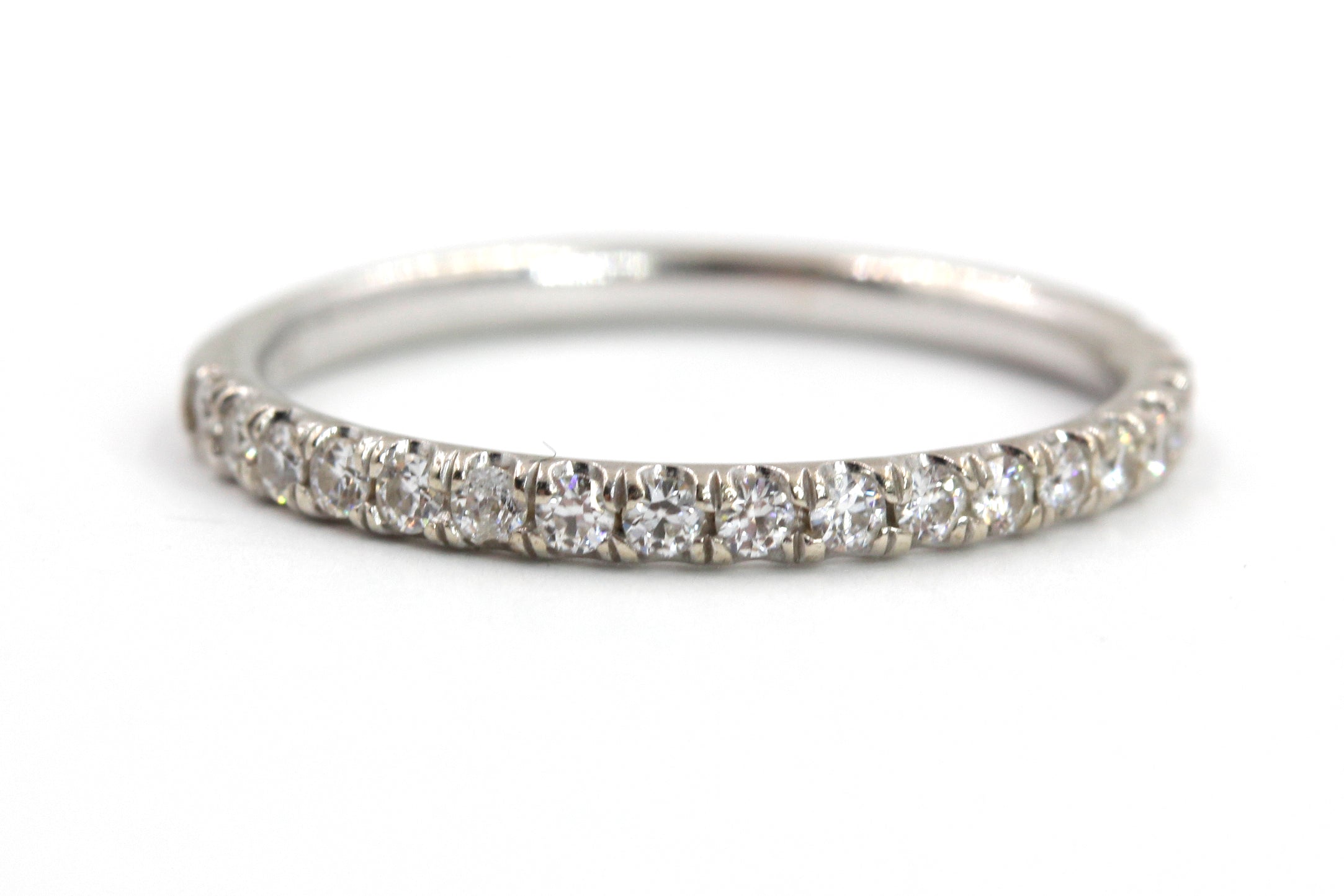 Moissanite Stackable 14k White Gold Band