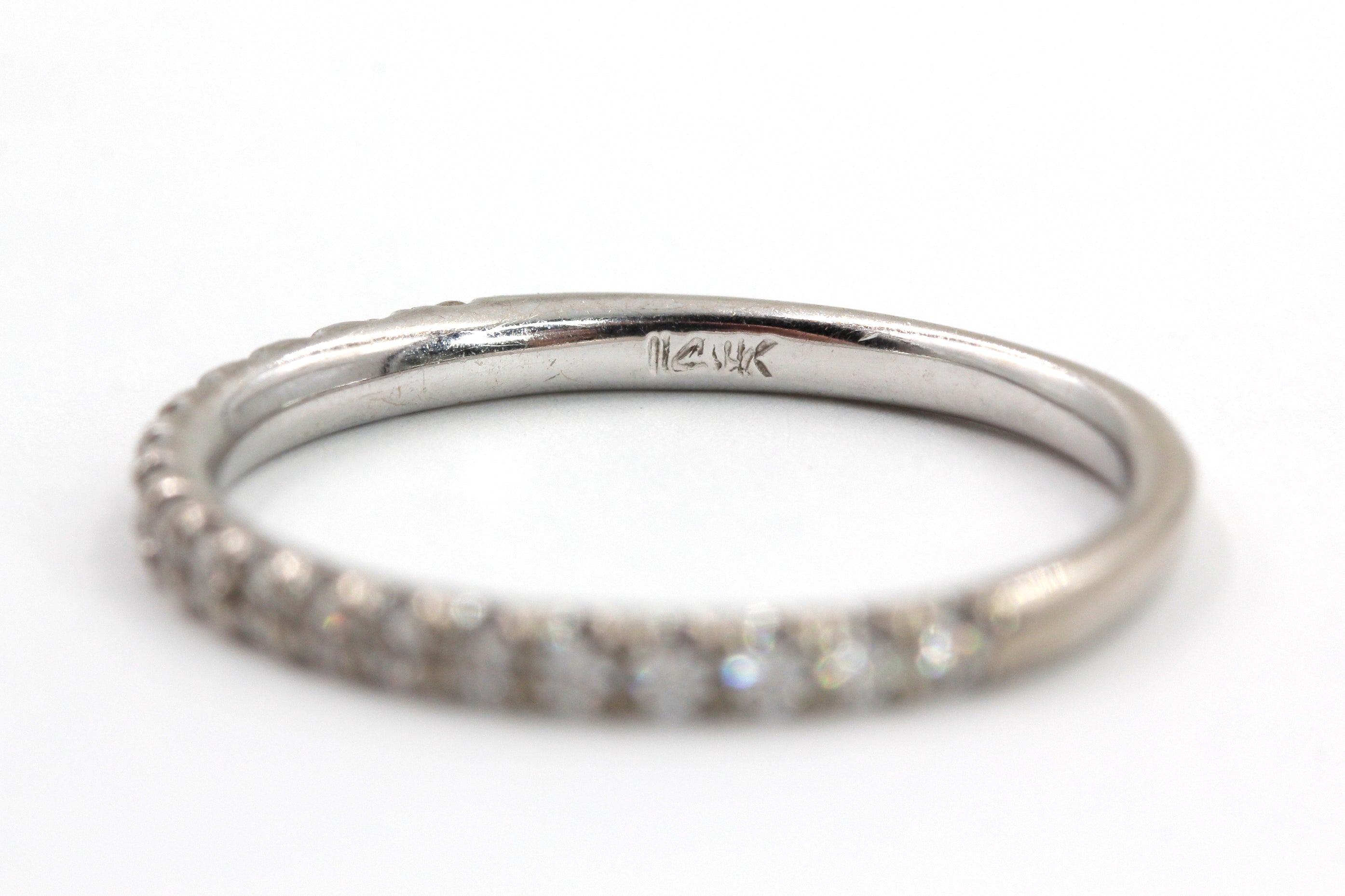 Moissanite Stackable 14k White Gold Band