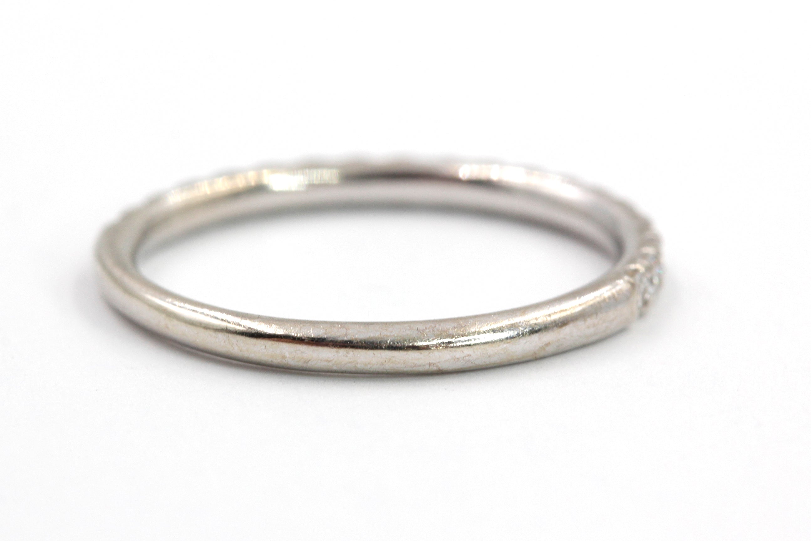 Moissanite Stackable 14k White Gold Band