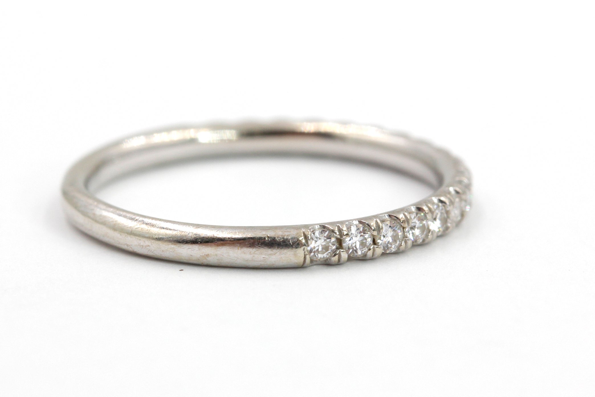 Moissanite Stackable 14k White Gold Band