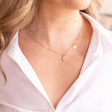 Moon and Star Charm Necklace - 14k Yellow Gold