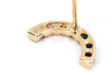 Multi Colored Sapphire Rainbow Arch Stud Earrings - 14k Gold