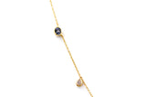 Multi Colored Sapphire and Diamond Necklace - 14k Yellow Gold - 1.38ctw
