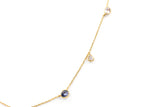 Multi Colored Sapphire and Diamond Necklace - 14k Yellow Gold - 1.38ctw