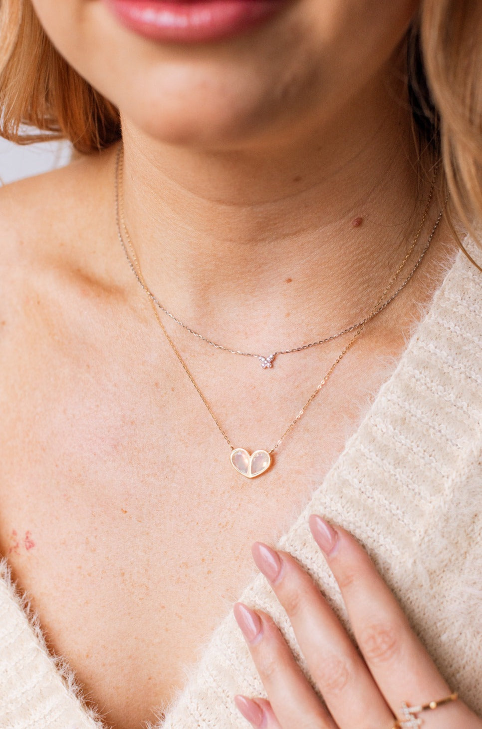 Opal Heart Necklace -  10k Yellow Gold - 5.92ctw