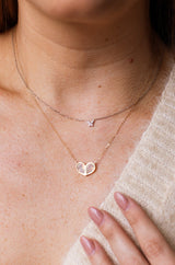 Opal Heart Necklace -  10k Yellow Gold - 5.92ctw