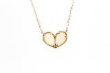 Opal Heart Necklace -  10k Yellow Gold - 5.92ctw